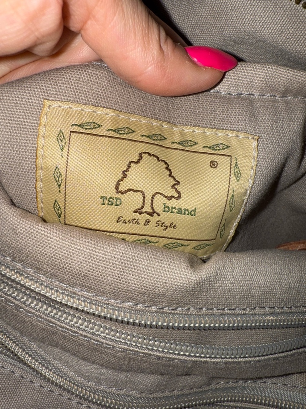TSD Gray Canvas Tote with Brown Leather Trim - Picture 3 of 7